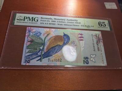 长老汇蛇年精选第五十九场拍卖 - 2009百慕大2镑纸钞，PMG 65