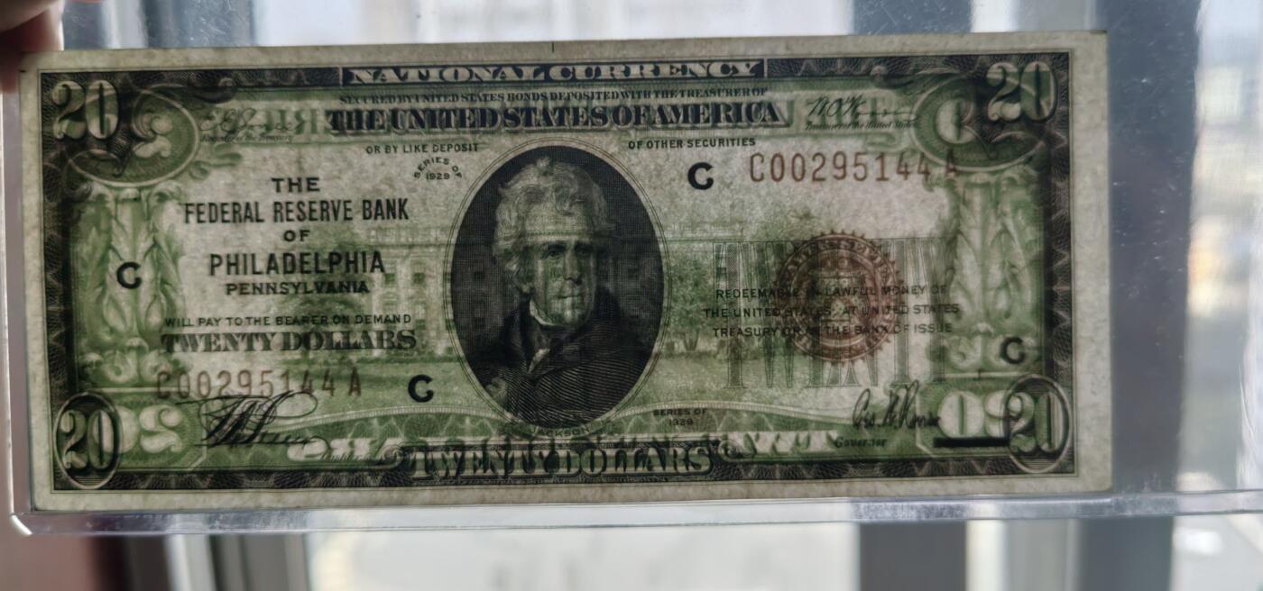 XF-Au 美国纸币 1929年 20元纸币 棕色印