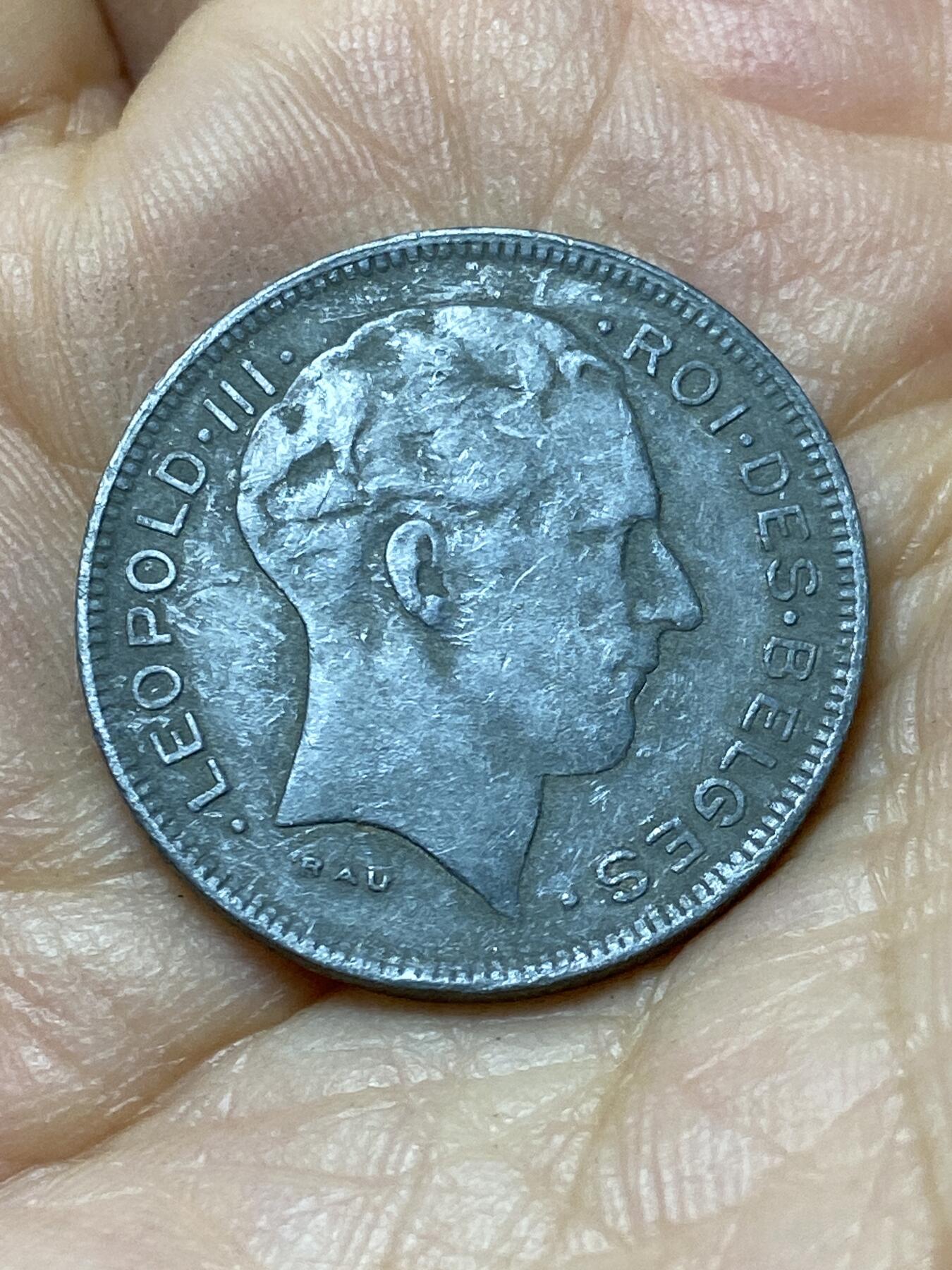 2025年第一百零六场(总第一百三十二场）外国好品散币(免佣金) 比利时🇧🇪1943年5法郎(利奥波德三世，二战德国占领时期，法语版)
