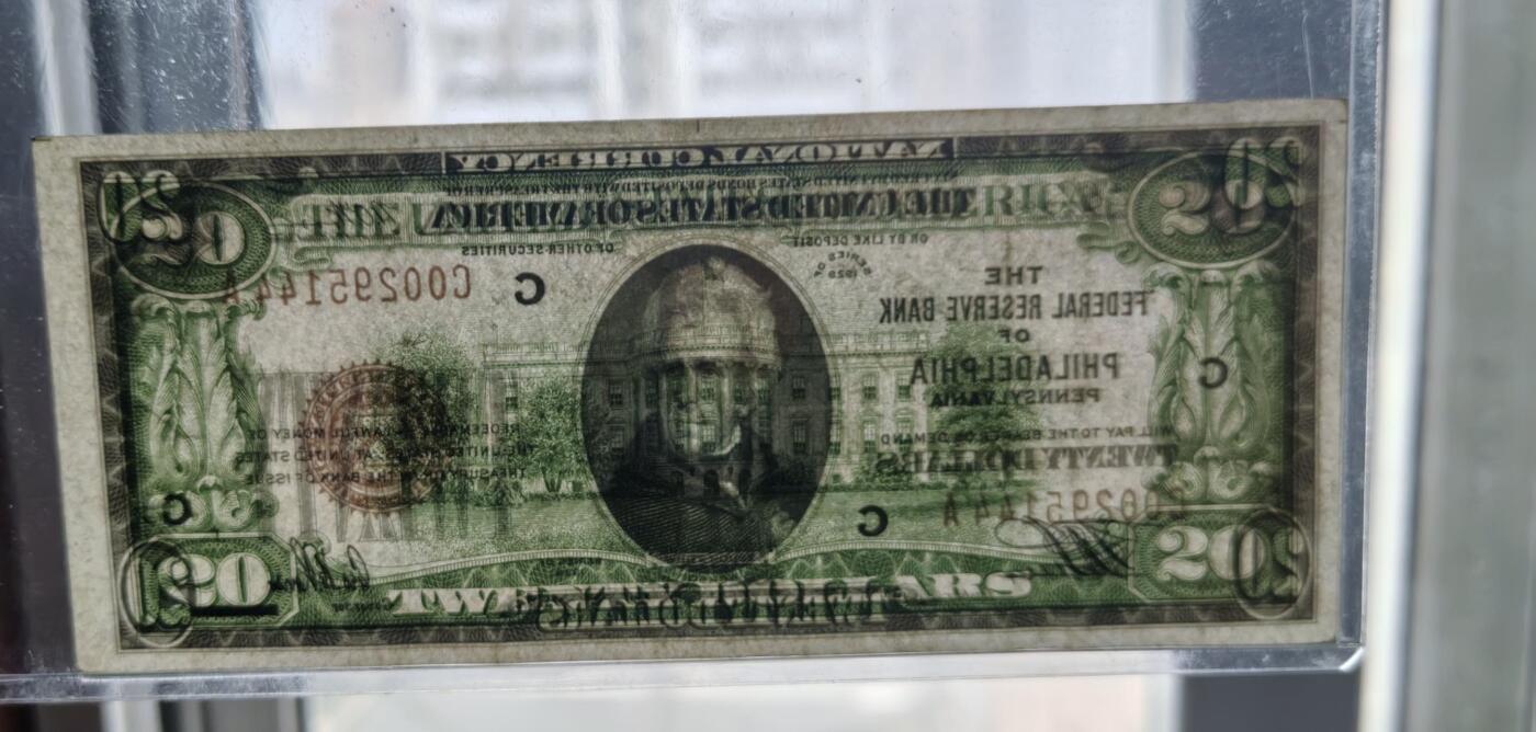 XF-Au 美国纸币 1929年 20元纸币 棕色印