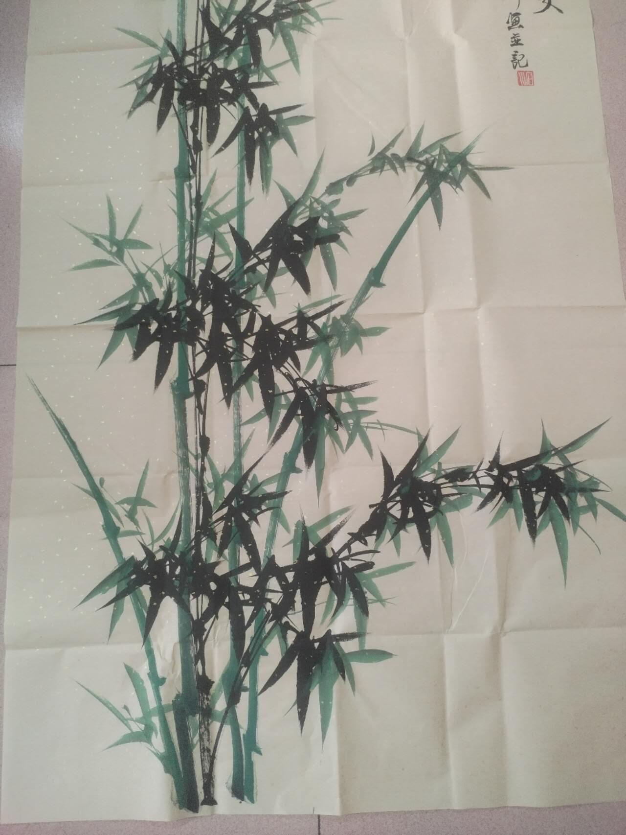 国画 书法 石川老师手绘 竹报平安。140-70cm。
