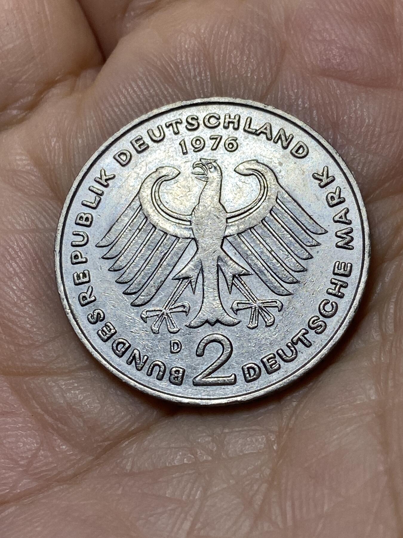 2025年第一百零六场(总第一百三十二场）外国好品散币(免佣金) 德国🇩🇪1976年2马克(D标，慕尼黑造)