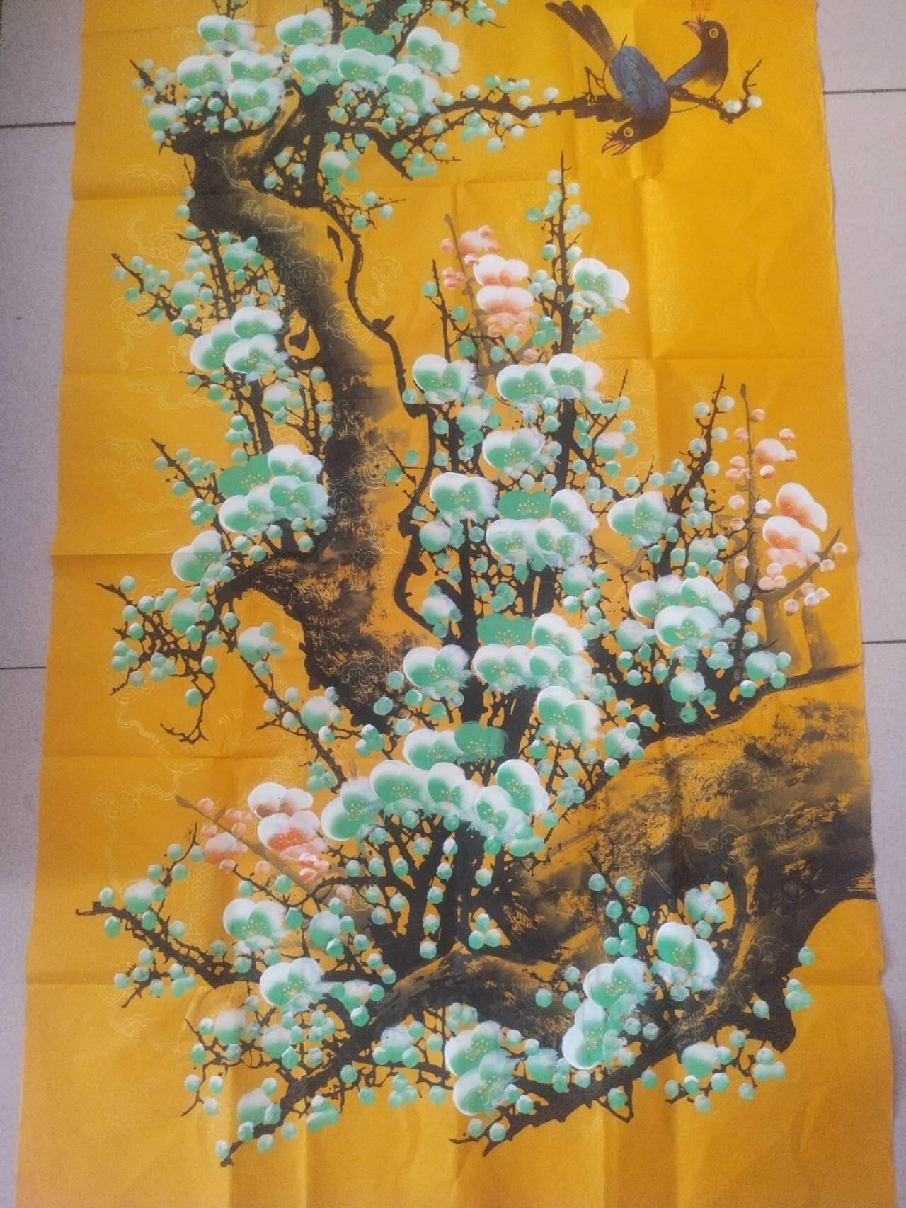 国画 书法 王成喜老师手绘 梅开五福。140-70cm。