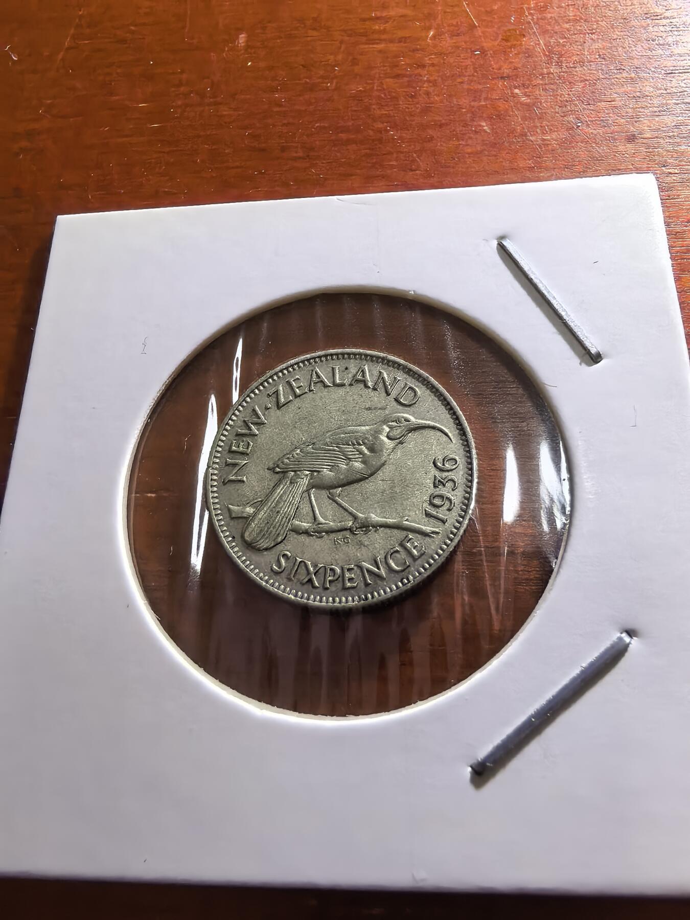 长老汇蛇年精选第五十九场拍卖 1936新西兰乔治五世6便士银币，2.83克500银