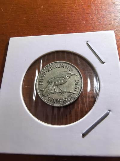 长老汇蛇年精选第五十九场拍卖 1936新西兰乔治五世6便士银币，2.83克500银