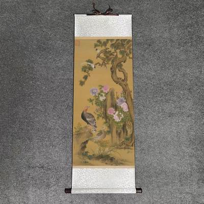 名家名画（装饰画）专场 - 牡丹双绶图 余省花鸟卷轴画