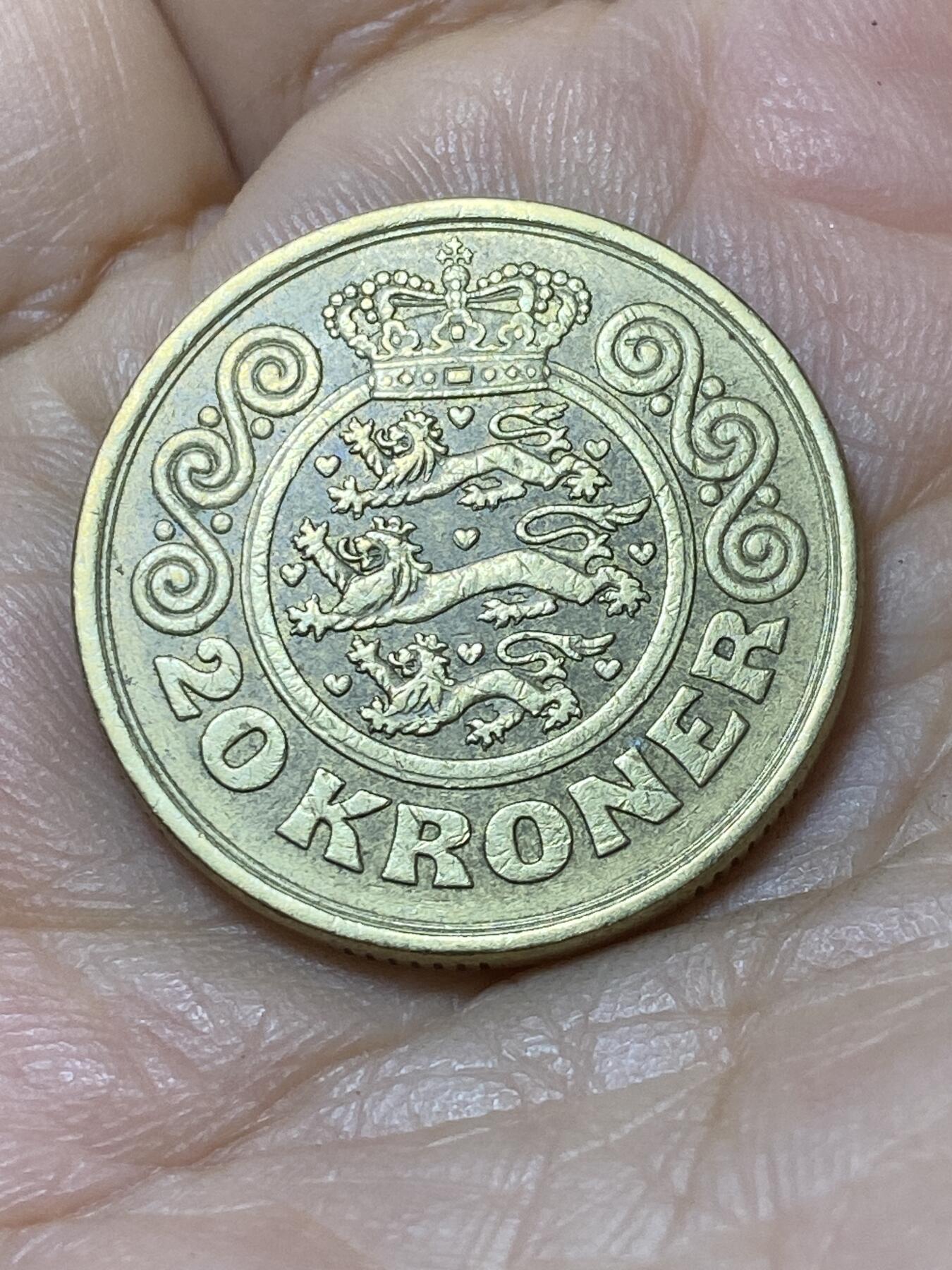 2025年第一百零六场(总第一百三十二场）外国好品散币(免佣金) 丹麦🇩🇰1990年20克朗(玛格丽特二世LG; JP; A版首发年)