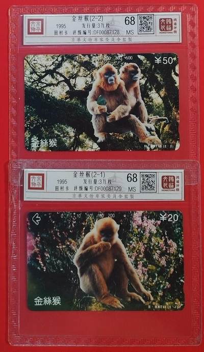 《鸿通俱乐部》拍卖第58期 10月8日21：00延时节拍 - 湖北田村新卡《金丝猴》2全 鸿通 68分*2