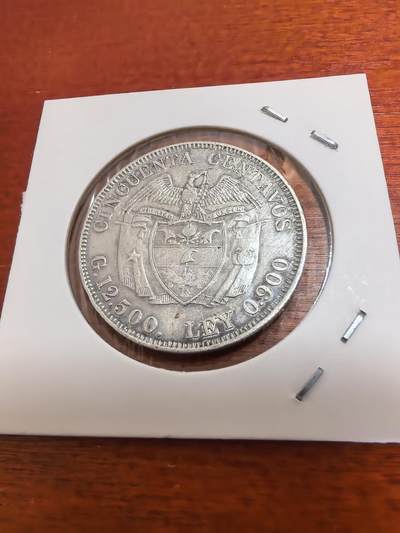 长老汇蛇年精选第五十九场拍卖 1912哥伦比亚玻利瓦尔50分银币，12.5克900银，首年份，克书XF40分40美金