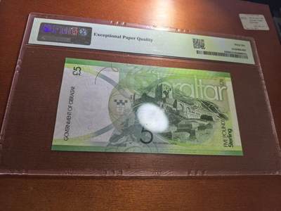 长老汇蛇年精选第五十九场拍卖 2011直布罗陀5镑纸钞，PMG 66，号段AAA
