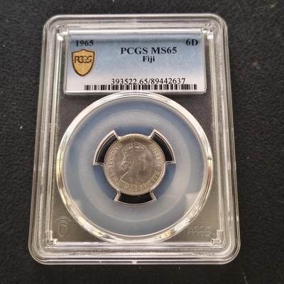 【全场包邮】纯粹捡漏拍467场-待排序 - 斐济1965年女王6便士-PCGS MS65