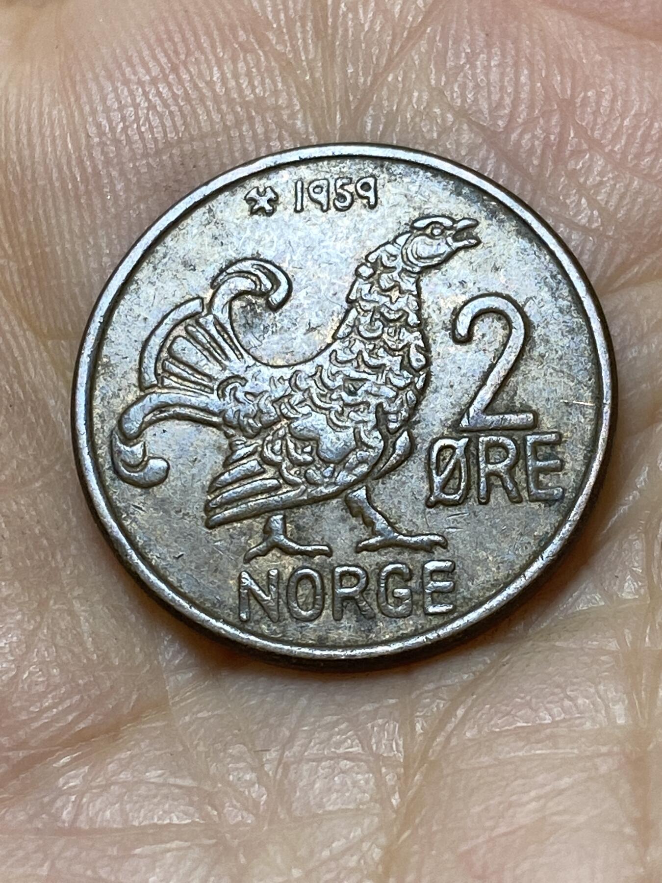 2025年第一百零六场(总第一百三十二场）外国好品散币(免佣金) 挪威🇳🇴1959年2欧尔(奥拉夫五世第一套第二版首发年)