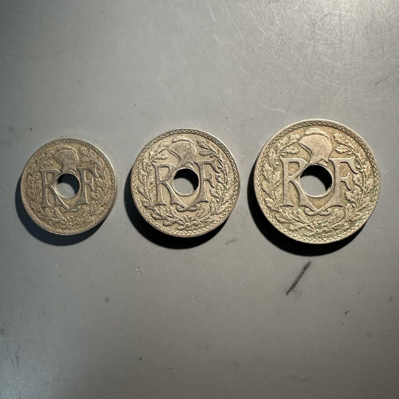 蒂克钱币-第43场 外国硬币散币场 平价自动拍 法国 1920年代 生丁辅币 三枚