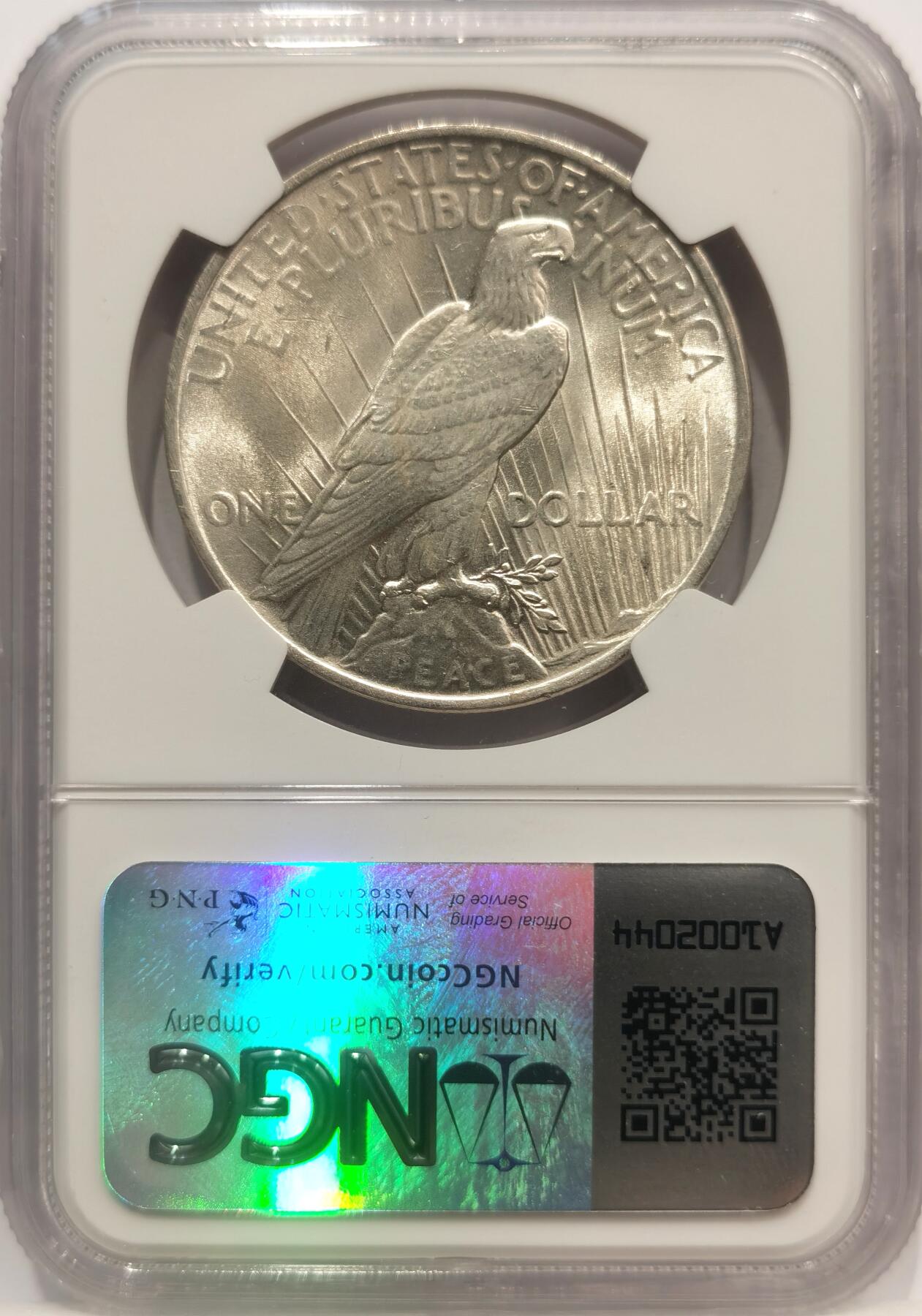 博洋堂世界钱币拍卖第142期（全场包邮） NGC MS63 美国1924年和平银币，卷拆好品，较少见的年份，状态不输64。