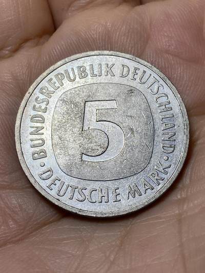 2025年第一百零六场(总第一百三十二场）外国好品散币(免佣金) - 德国🇩🇪1989年5马克(F标，斯图加特造)