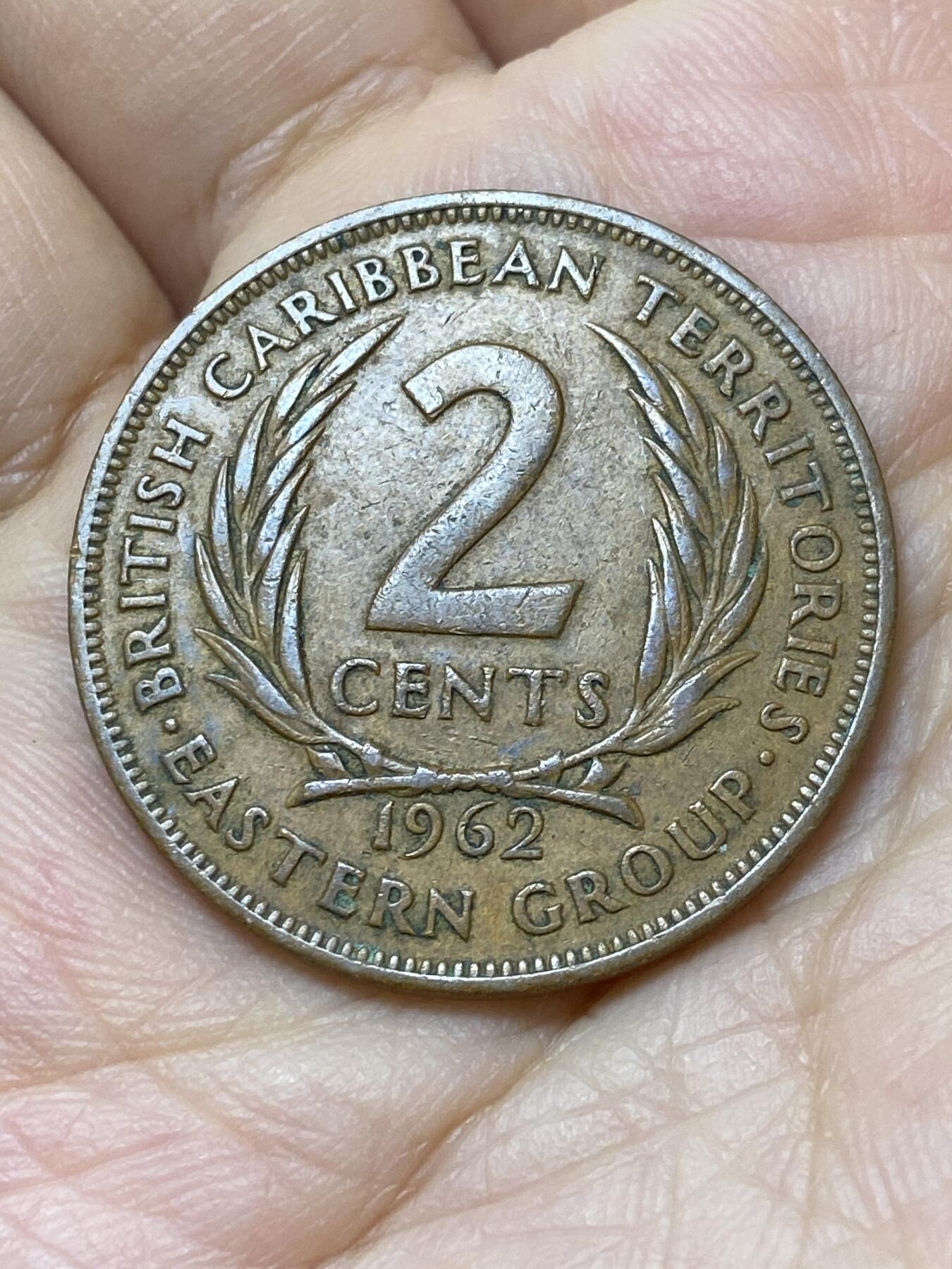 2025年第一百零六场(总第一百三十二场）外国好品散币(免佣金) 英属加勒比领地1962年2分(伊丽莎白二世青年带冠)