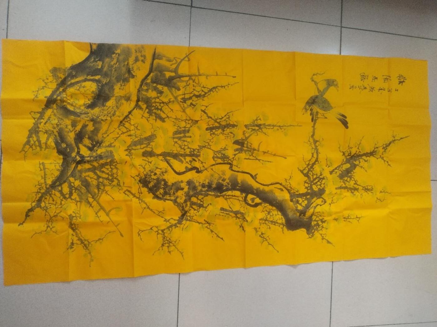 国画 书法 王成喜老师手绘 梅开五福。140-70cm。