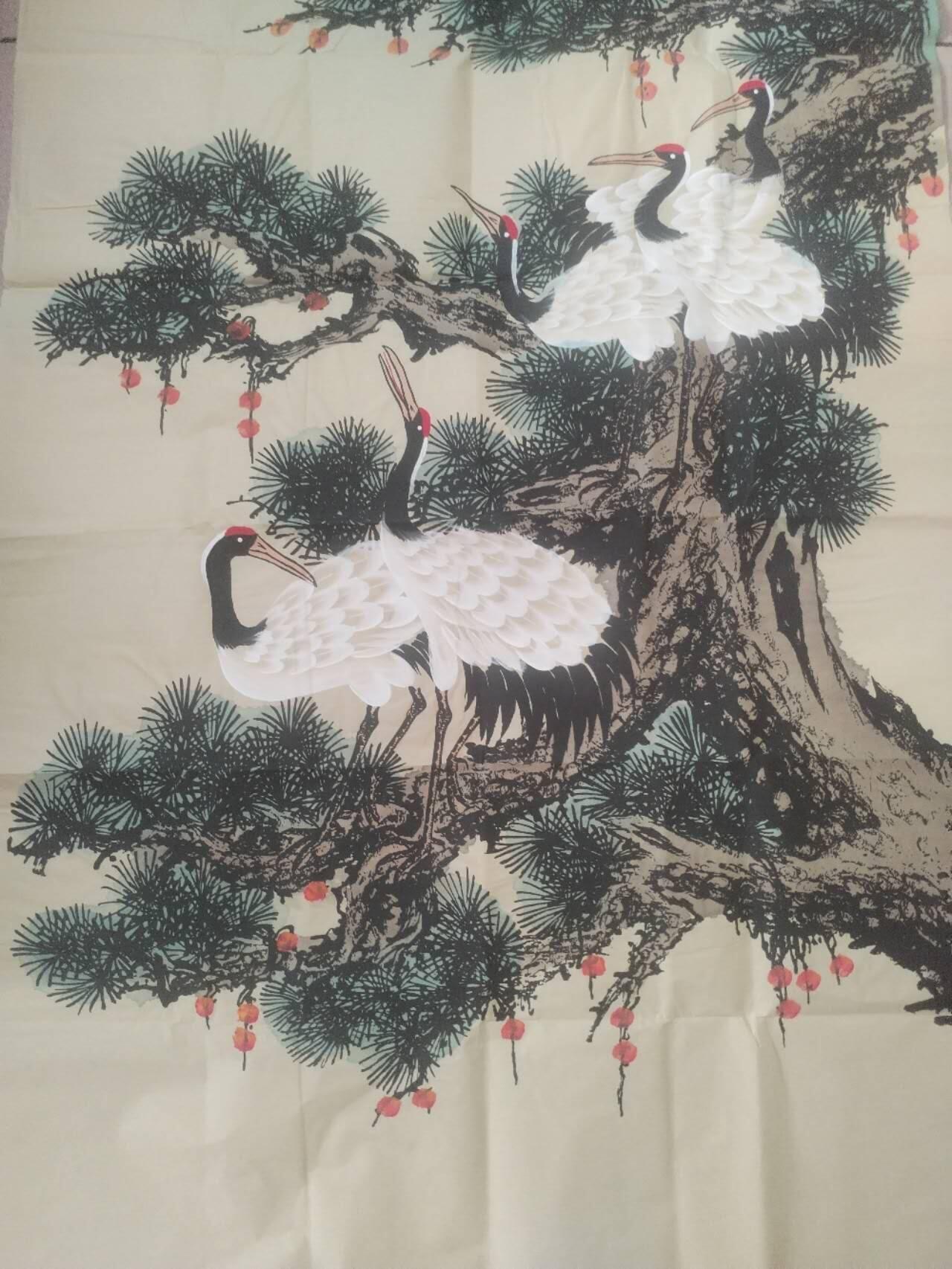 国画 书法 李钦平老师 松鹤延年。140—70cm。