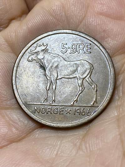 2025年第一百零六场(总第一百三十二场）外国好品散币(免佣金) - 挪威🇳🇴1966年5欧尔(奥拉夫五世第一套)