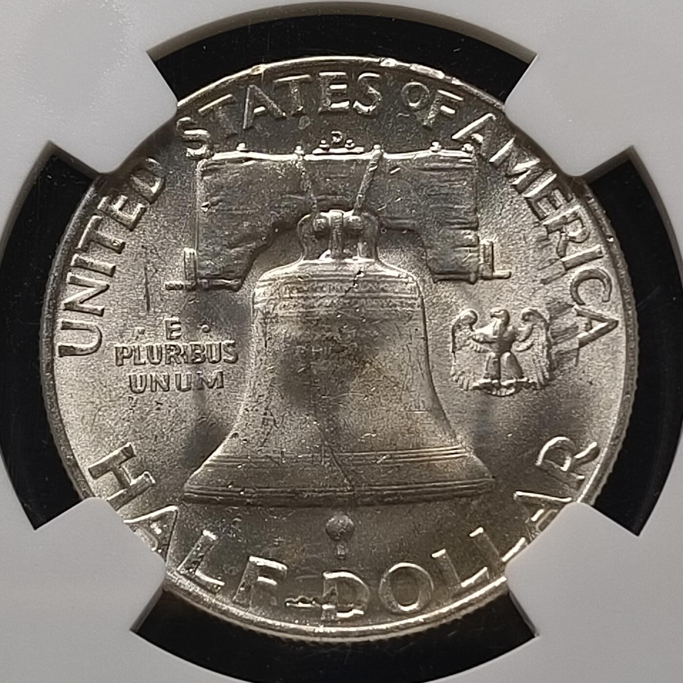 【全场包邮】纯粹捡漏拍467场-待排序 美国1953年富兰克林50分银币-NGC MS63