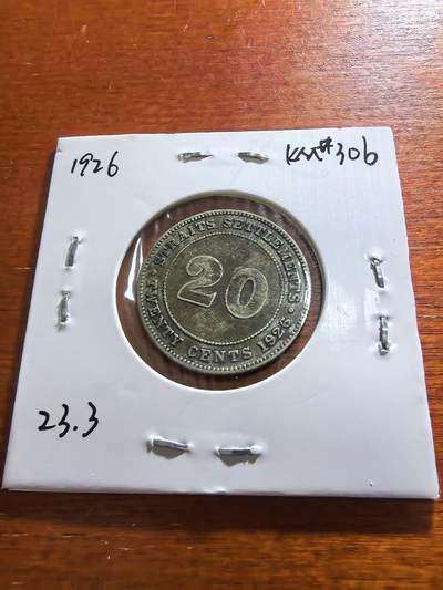 长老汇蛇年精选第五十九场拍卖 1926海峡殖民地乔治五世20分银币，5.3克600银