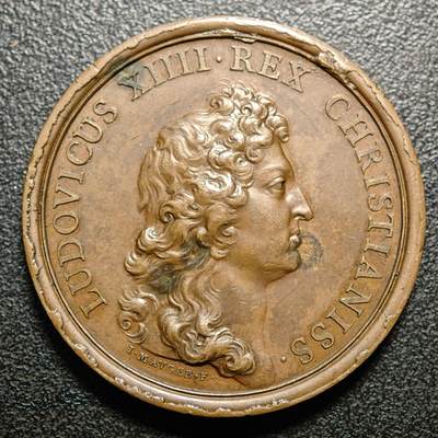 【德藏】世界币章拍卖第149期（拍品征集中~欢迎藏友联系） - 1663年 法国路易十四占领马萨尔纪念铜章 细节细腻 状态直径约：41mm；重约：38g