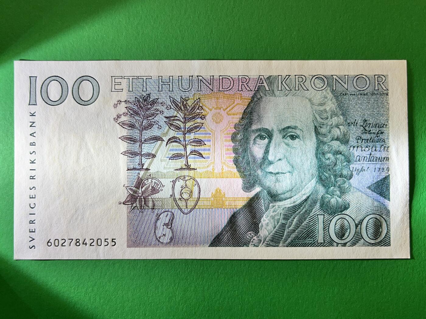 咖啡豆•收藏 2025年Oct_13世界各国纸币拍卖 瑞典 1986年 100克朗 全新UNC 外国纸币 初版首年