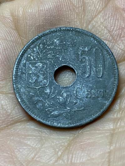 2025年第一百零六场(总第一百三十二场）外国好品散币(免佣金) - 少见–比利时🇧🇪1918单年份50分锌币(阿尔贝一世，一战德国占领时期)