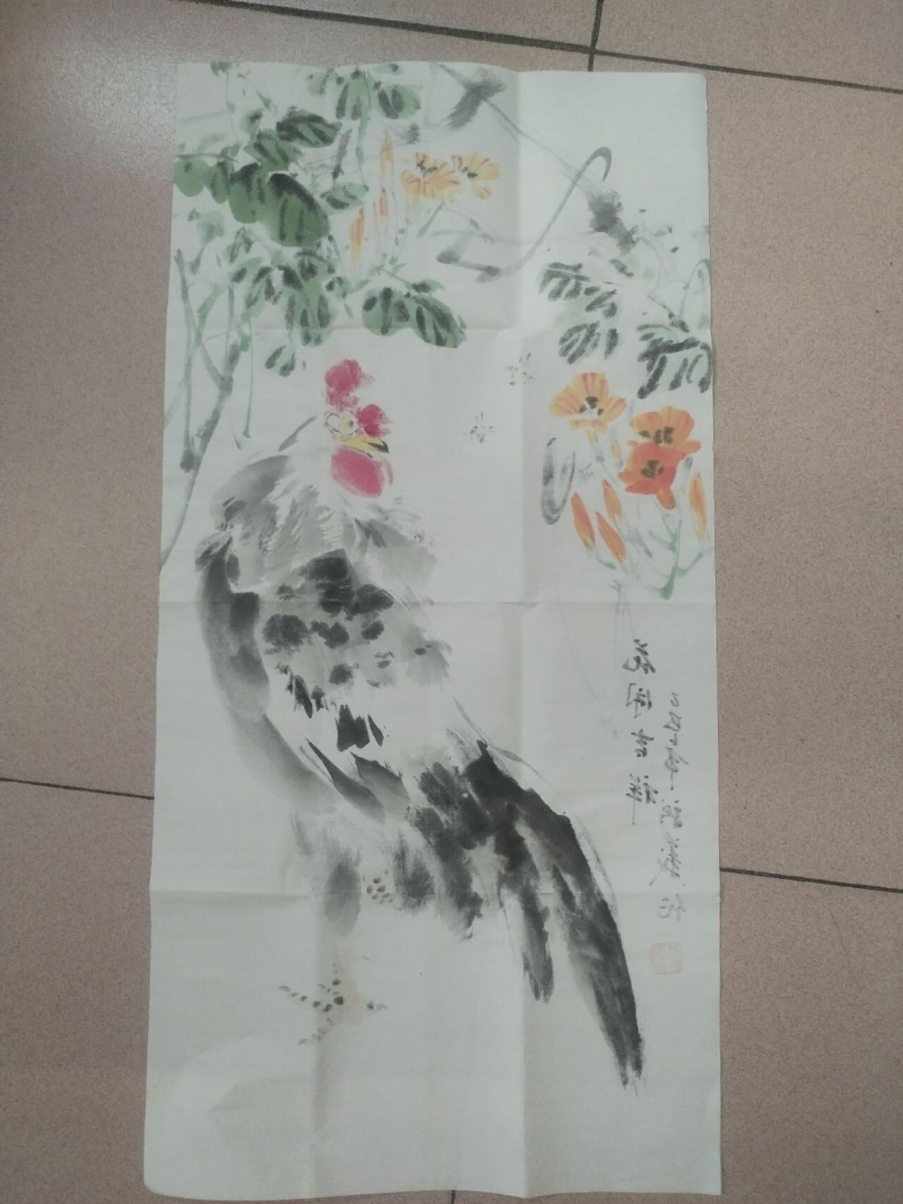国画 书法 王新义老师手绘 花开吉祥。70-35cm。