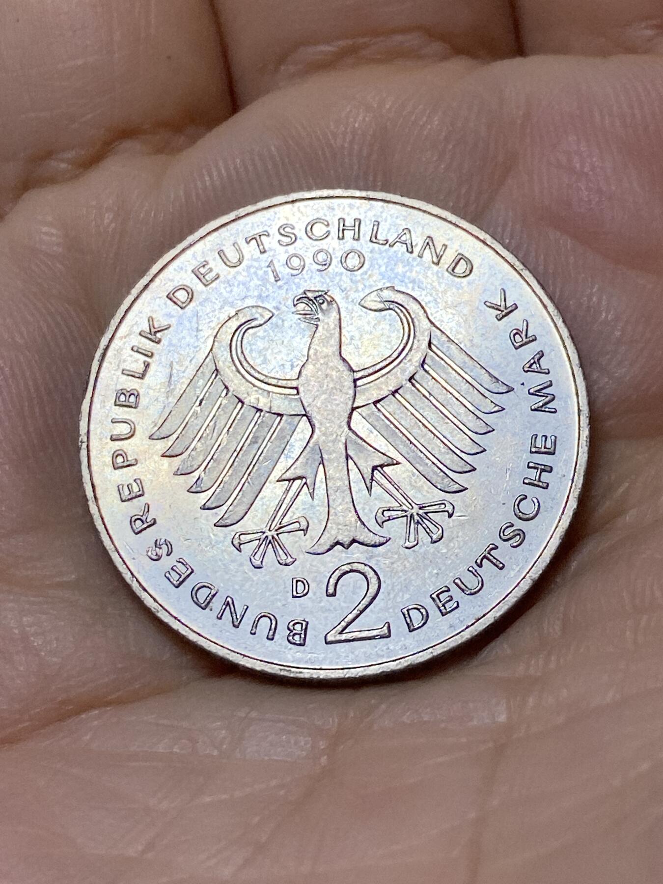 2025年第一百零六场(总第一百三十二场）外国好品散币(免佣金) 德国🇩🇪1990年2马克(D标，慕尼黑造)