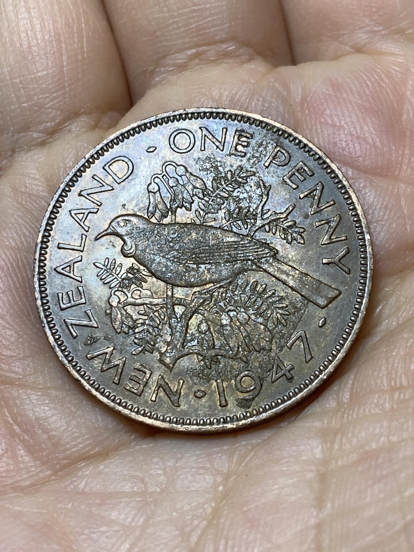 2025年第一百零六场(总第一百三十二场）外国好品散币(免佣金) 新西兰🇳🇿1947年1便士(乔治五世第一版关门年)