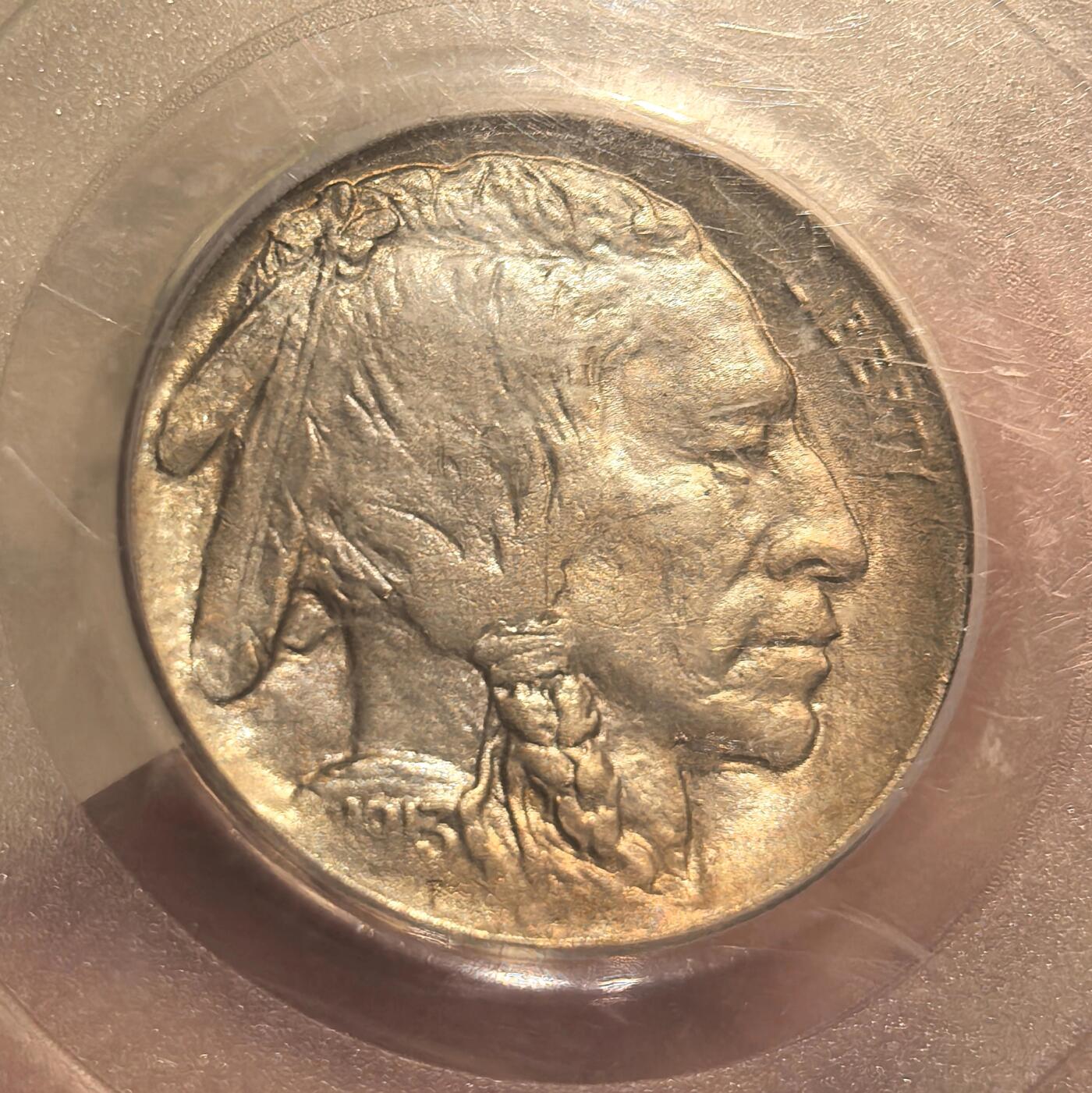 博洋堂世界钱币拍卖第142期（全场包邮） PCGS MS64 TYPE-1 1913年美国野牛5美分 美币经典品种 首发年份 少见版本 P盒早期严评 该枚两面的彩是最大亮点 野牛很少出彩币 盒子背面下方卡槽有磕损