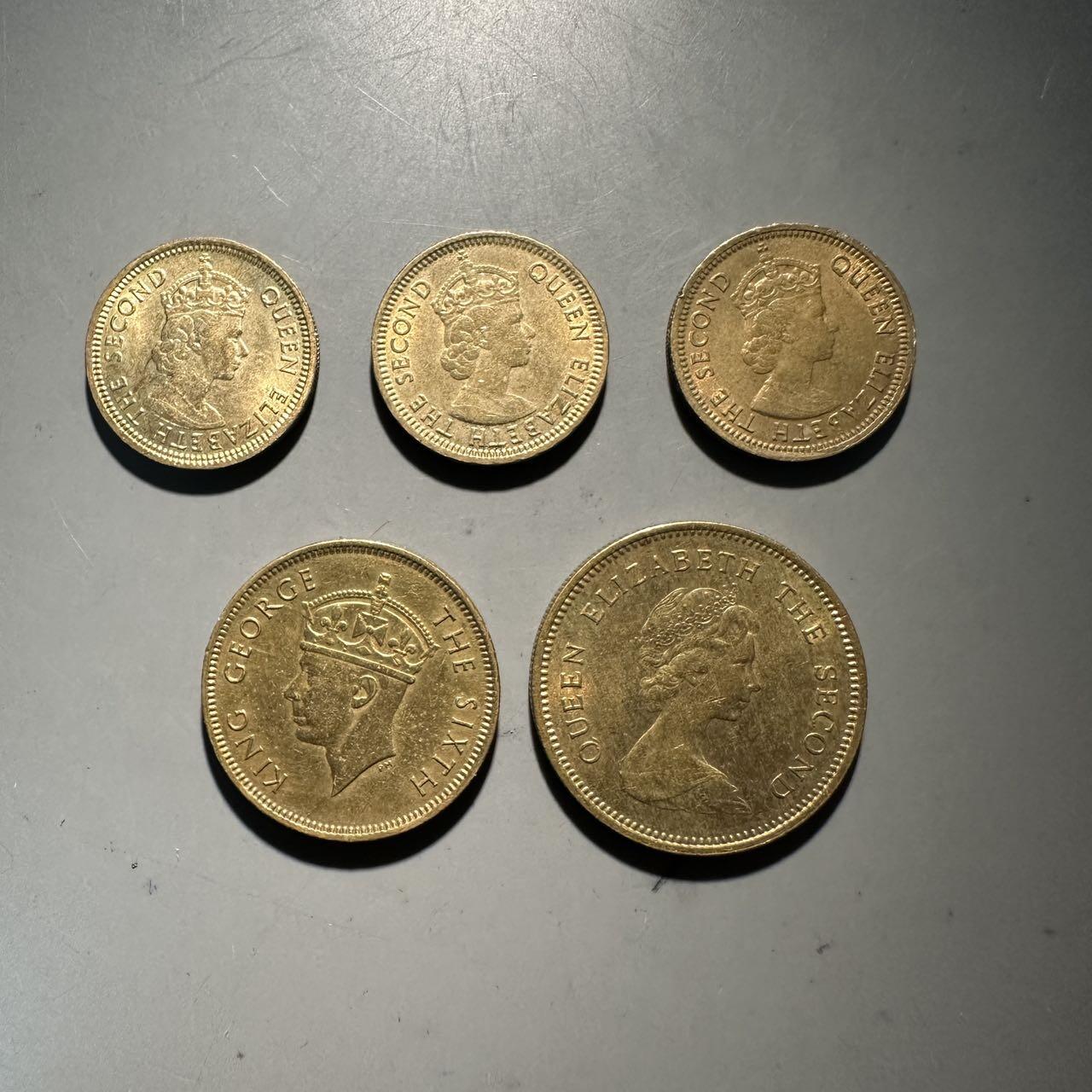 蒂克钱币-第43场 外国硬币散币场 平价自动拍 英占香港时期 辅币 五枚