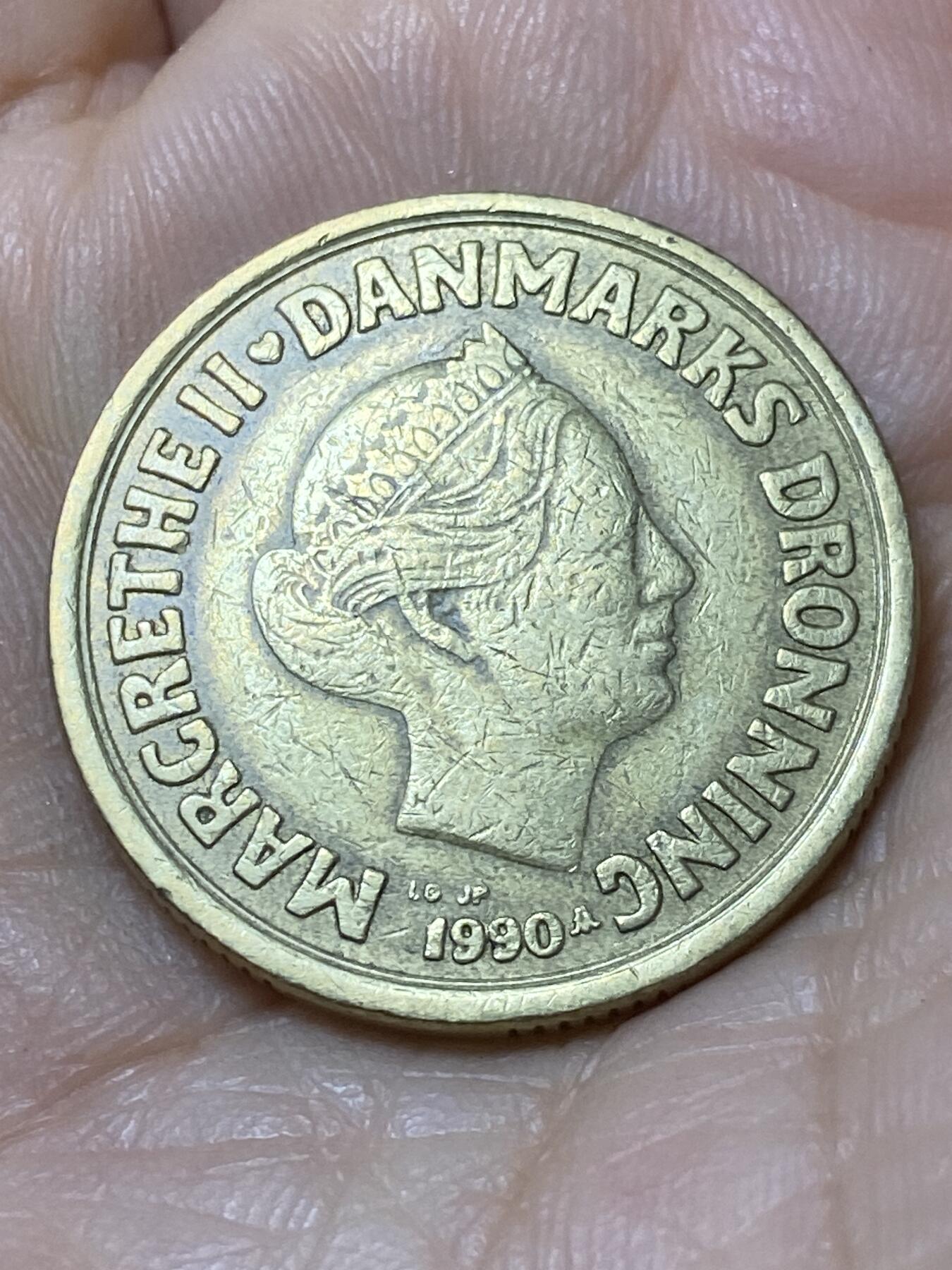2025年第一百零六场(总第一百三十二场）外国好品散币(免佣金) 丹麦🇩🇰1990年20克朗(玛格丽特二世LG; JP; A版首发年)