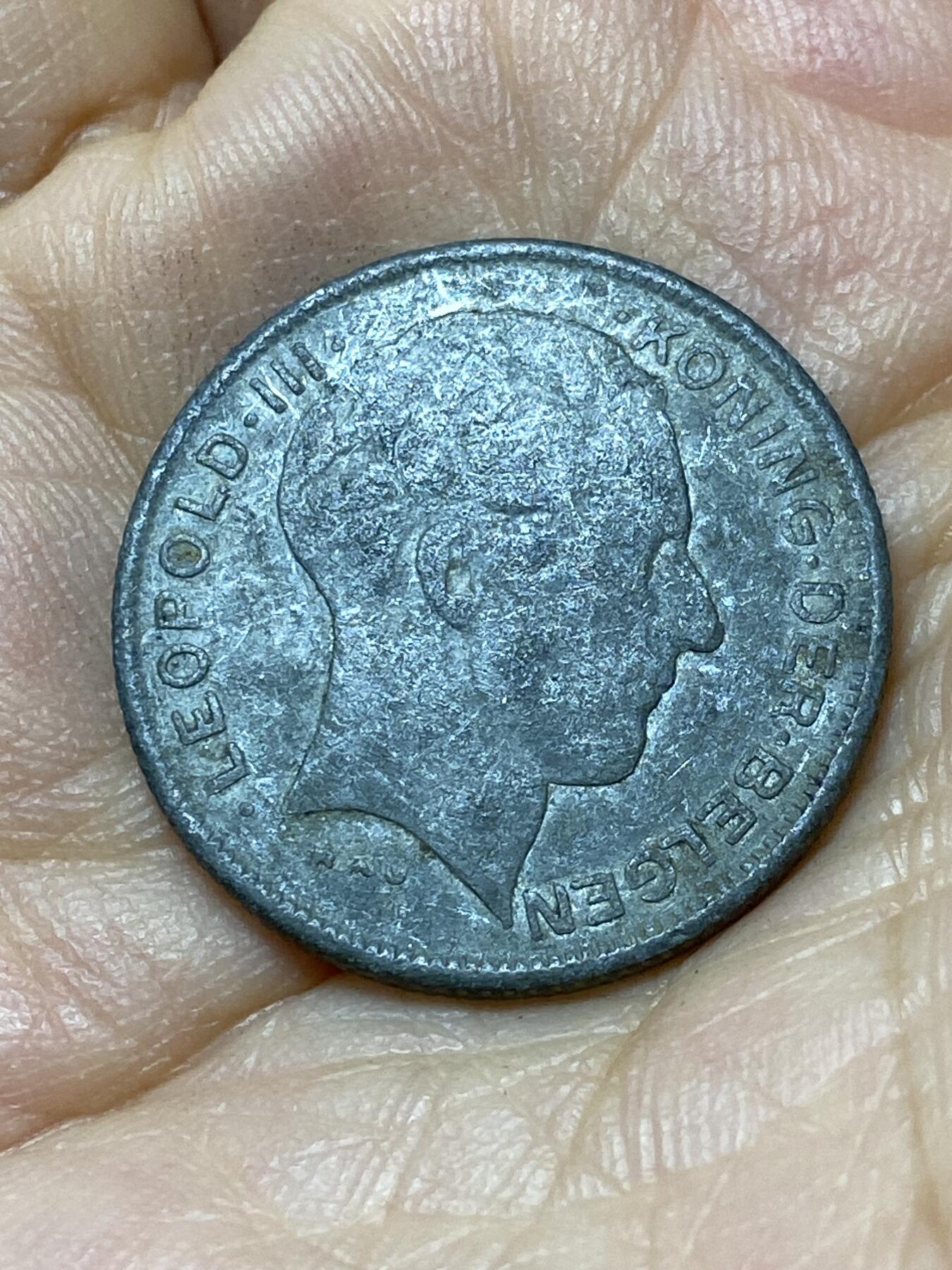 2025年第一百零六场(总第一百三十二场）外国好品散币(免佣金) 比利时🇧🇪1941年5法郎(利奥波德三世，二战德国占领时期，荷语版首发年)