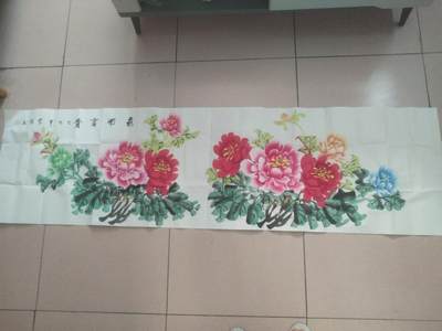 国画 书法 - 曾娟老师手绘 花开富贵。180-50cm。