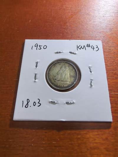 长老汇蛇年精选第五十九场拍卖 1950加拿大乔治六世10分银币，2.328克800银