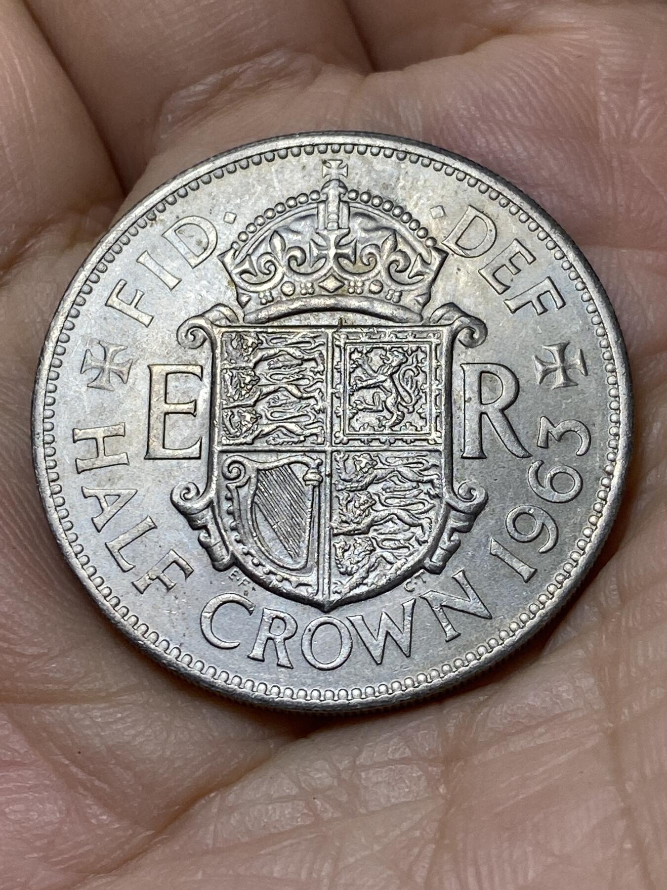 2025年第一百零六场(总第一百三十二场）外国好品散币(免佣金) 英国🇬🇧1963年半克朗(伊丽莎白二世青年桂冠，第二版)