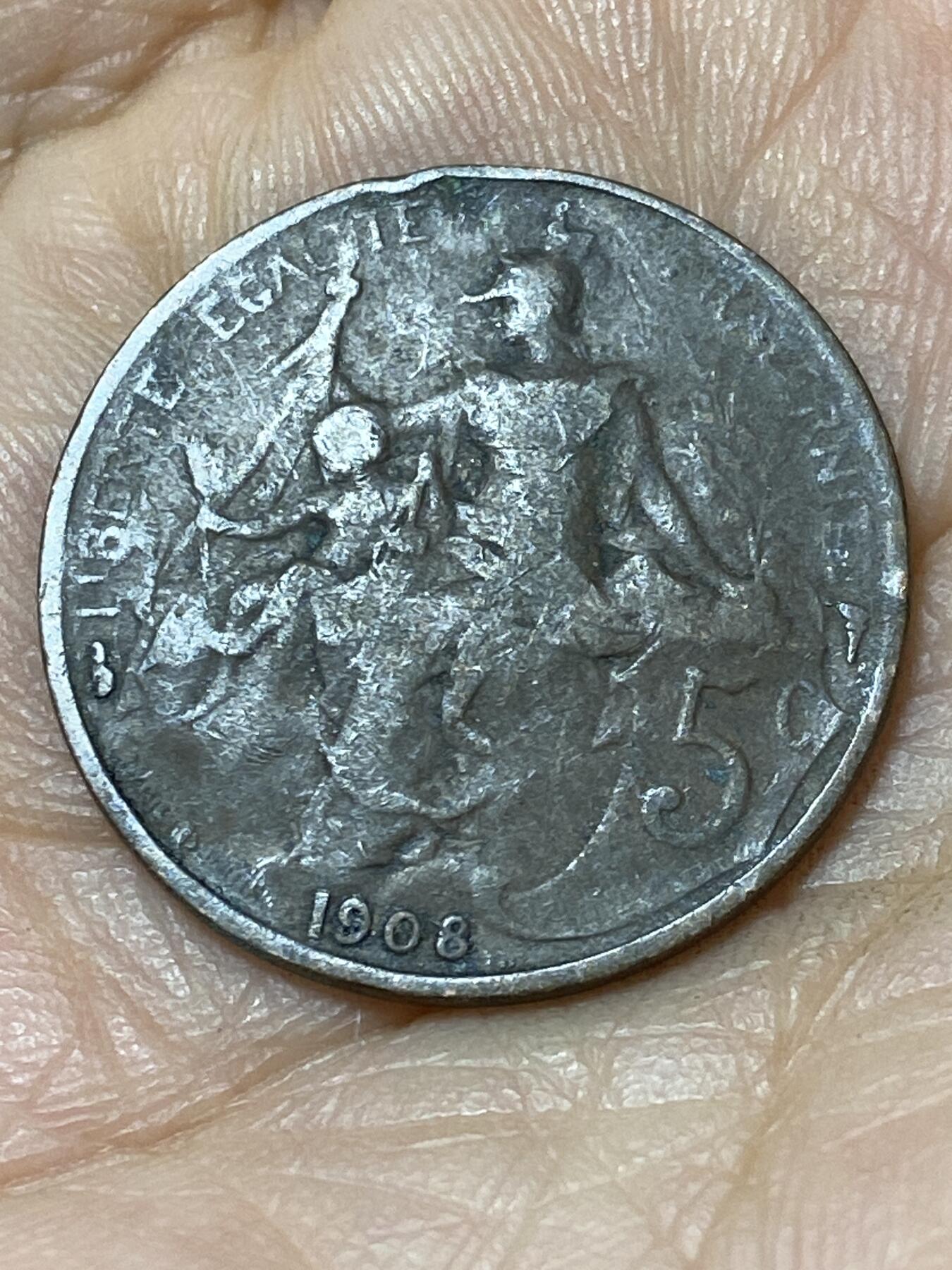 2025年第一百零六场(总第一百三十二场）外国好品散币(免佣金) 法国🇫🇷1908年5生丁