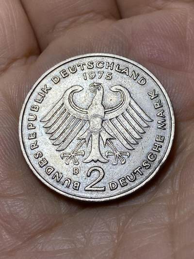 2025年第一百零六场(总第一百三十二场）外国好品散币(免佣金) - 德国🇩🇪1975年2马克(D标，慕尼黑造)