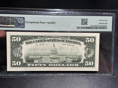 《外钞收藏家》第五百七十四期（精选场）（本平台长期征集拍品、欢迎藏友们联系合作） 1988年美国小头版50美元 PMG67 亚军分
