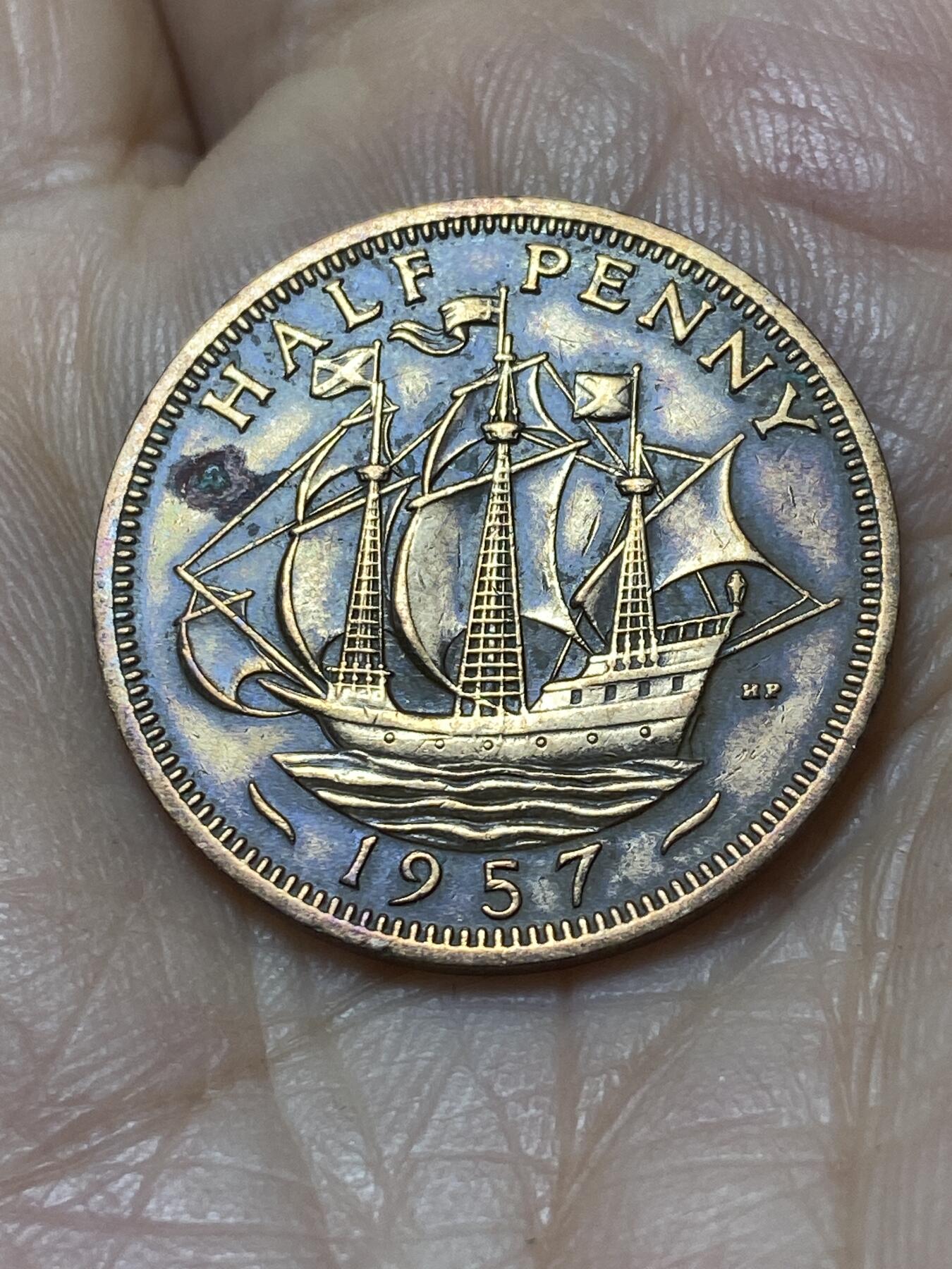 2025年第一百零七场(总第一百三十三场）外国好品散币(免佣金) 英国🇬🇧1957年半便士(伊丽莎白二世青年桂冠第二版)