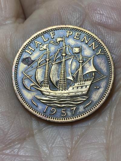 2025年第一百零七场(总第一百三十三场）外国好品散币(免佣金) - 英国🇬🇧1957年半便士(伊丽莎白二世青年桂冠第二版)