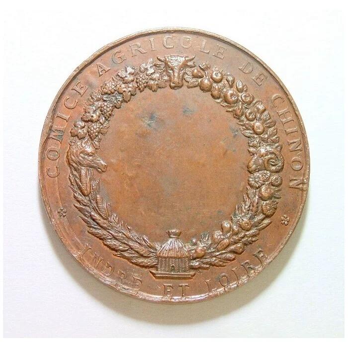 法国1850年前后 谷物女神高浮雕精制铜章 36MM