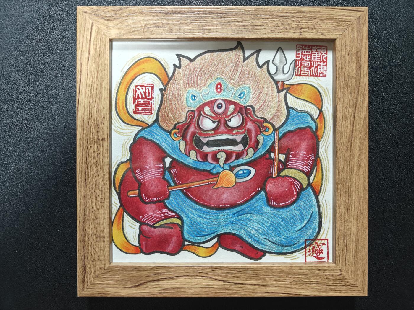 天玑星卡拍第128期《10.13周一截拍》持续收拍收评中 满赠卡需备注 【手绘画】居子 财神 尺寸18*18CM 知名漫画家