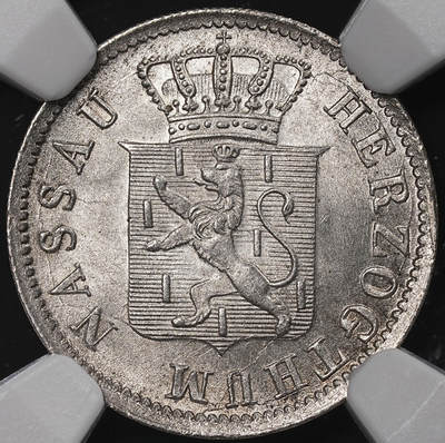 修遠堂世界钱币第八十八期 - NGC MS66 1855年拿骚3克鲁泽银币 冠军分