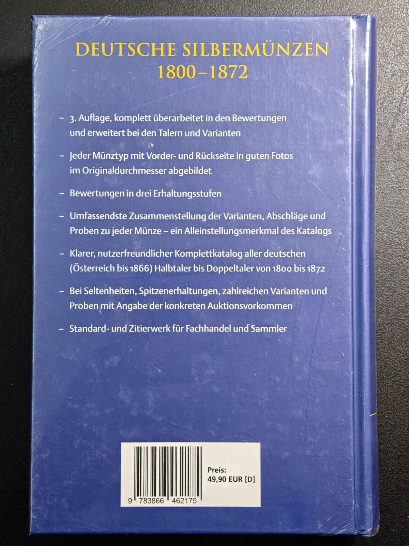 【德藏】世界币章拍卖第149期（拍品征集中~欢迎藏友联系） 全新未拆封 1800-1872年德国银币目录 从半泰勒到2泰勒 铜版纸印刷 全书约706页