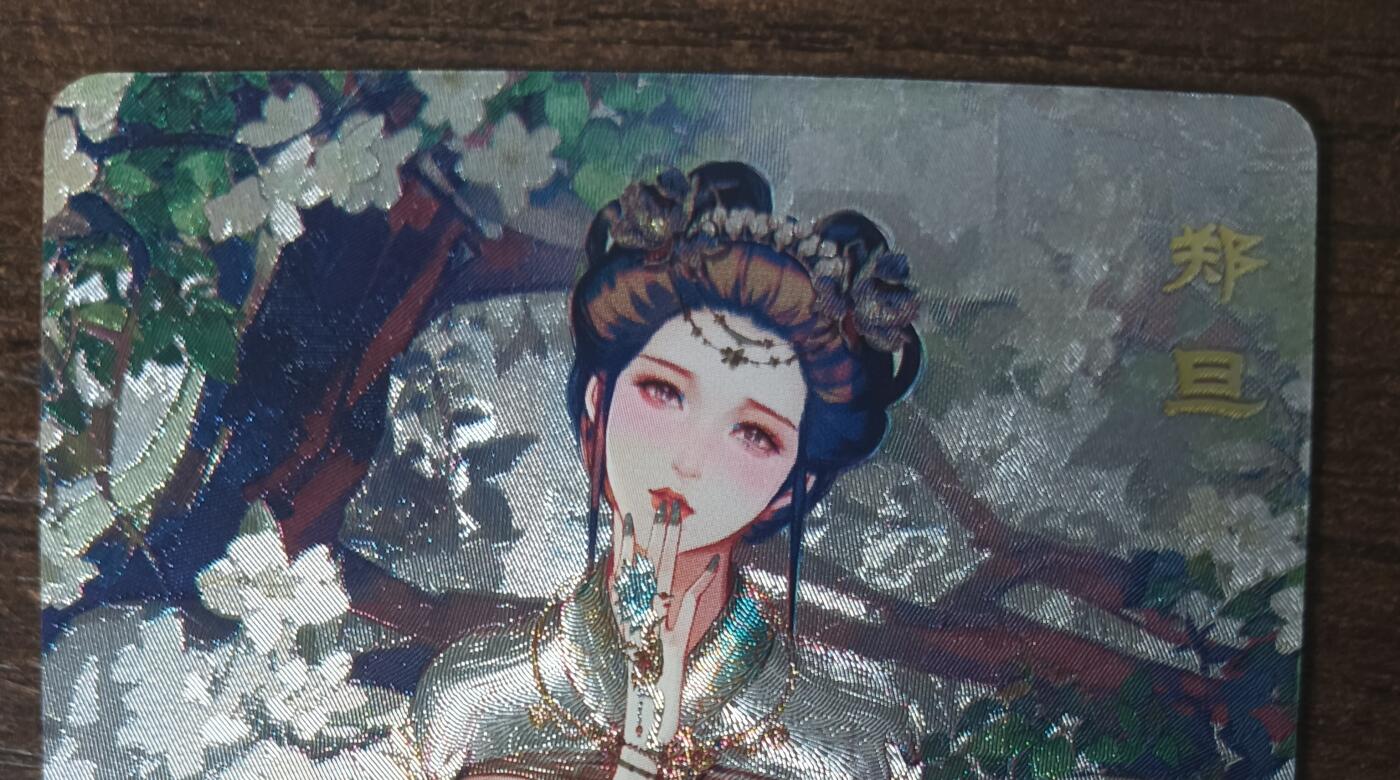 花开卡拍第42期（10月12号周日截拍，品控勿拍!!!拍品不寄存，运费5元，自制卡难免瑕疵，可能存在轻微撞角爆边等出厂瑕疵，品控介意勿拍！） 砖家卡牌艳绝天下，郑旦艺术版，粗闪1张