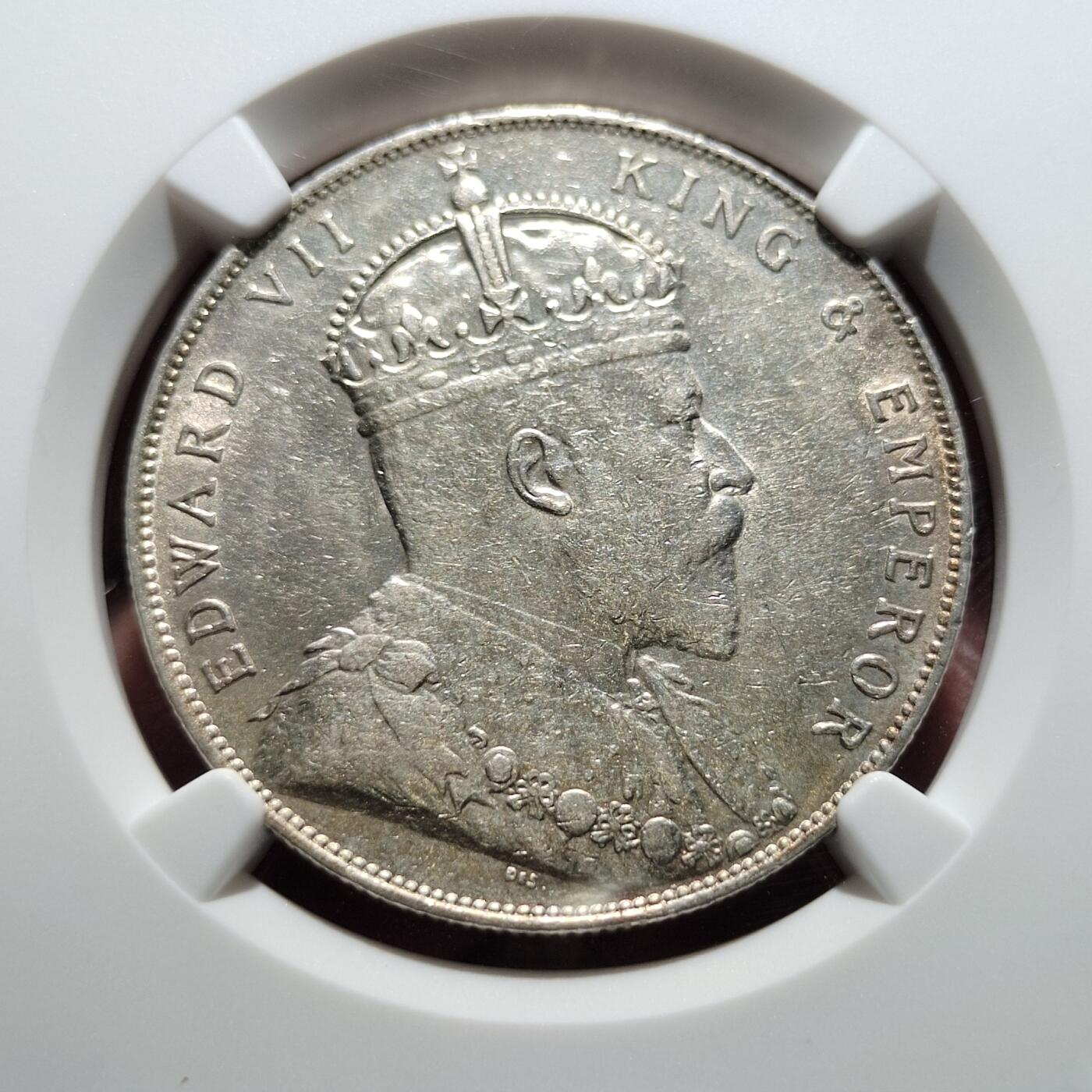 中外钱币第四场 NGC-AU55分1908年英属海峡壹圆