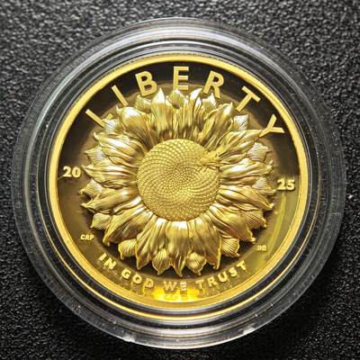 【德藏】世界币章拍卖第149期（拍品征集中~欢迎藏友联系） - 2025年 美国向日葵蜜蜂高浮雕纪念金币(1盎司) 9999金 原盒 带证书 品相一流